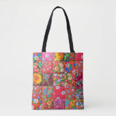 Handgemaakte patchwork-quilt met floreel patroon a tote bag (Voorkant)