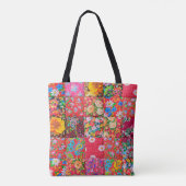 Handgemaakte patchwork-quilt met floreel patroon a tote bag (Achterkant)
