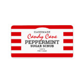 Handgemaakte Peppermint Candy Cane Sugar Scrub Etiket (Voorkant)