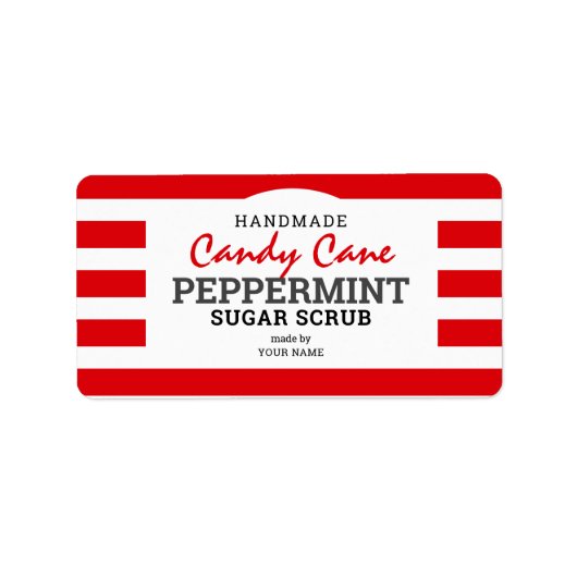 Handgemaakte Peppermint Candy Cane Sugar Scrub Etiket (Voorkant)