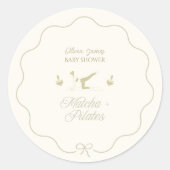 Handgemaakte pilates baby shower ronde sticker (Voorkant)