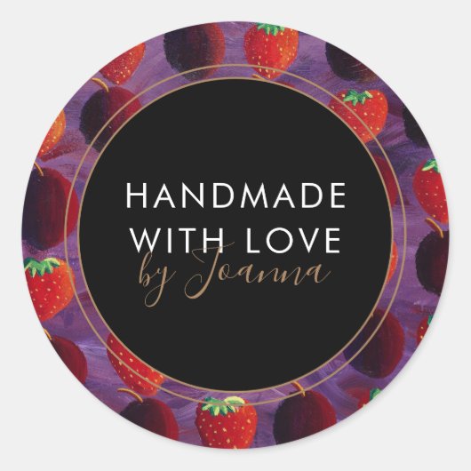 Handgemaakte Product Business Strawberry Fruit Lab Ronde Sticker (Voorkant)