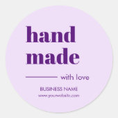 Handgemaakte Product Lavendel Custom Bedrijfsnaam Ronde Sticker (Voorkant)