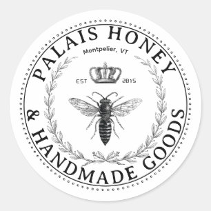 Handgemaakte producten Apiary Honey Queen Wreatse  Ronde Sticker