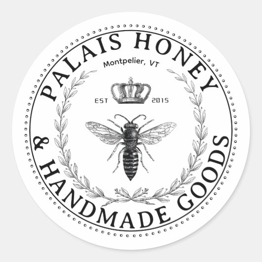 Handgemaakte producten Apiary Honey Queen Wreatse  Ronde Sticker (Voorkant)