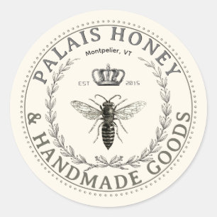 Handgemaakte producten Apiary Honey Queen Wreatse  Ronde Sticker