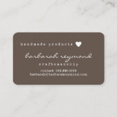 Handgemaakte producten vakmanschap bruin visitekaartje (Voorkant)