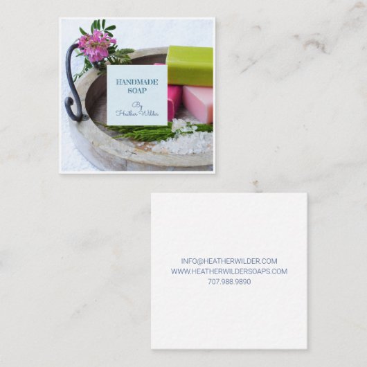 Handgemaakte producten voor artisanweekmakers vierkante visitekaartje (Voorkant / Achterkant)