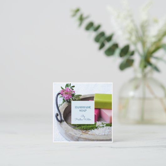 Handgemaakte producten voor artisanweekmakers vierkante visitekaartje (Staand voorkant)