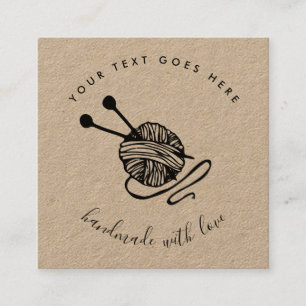 Handgemaakte productkraft met bruin kraftpapier vierkante visitekaartje