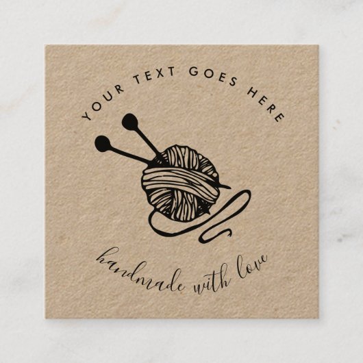 Handgemaakte productkraft met bruin kraftpapier vierkante visitekaartje (Voorkant)