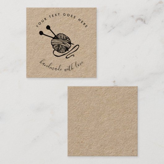 Handgemaakte productkraft met bruin kraftpapier vierkante visitekaartje (Voorkant / Achterkant)
