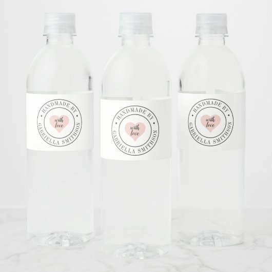 Handgemaakte productverpakking rond label Roze har Waterfles Etiket (Flessen)