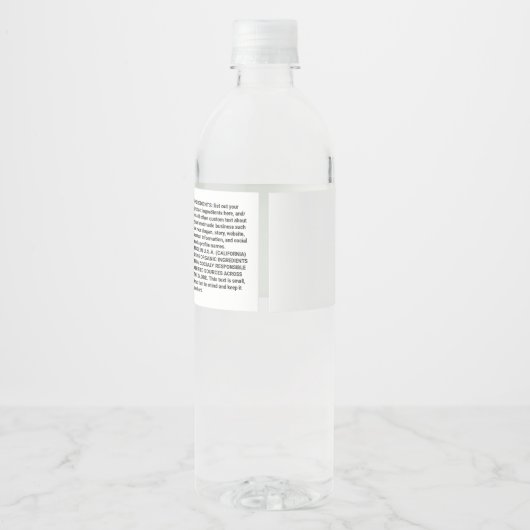 Handgemaakte productverpakking rond label Roze har Waterfles Etiket (Achterkant)