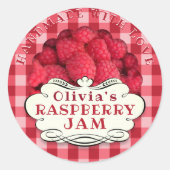 Handgemaakte Raspberry Jam Ronde Sticker (Voorkant)