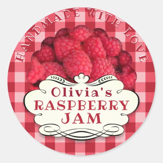 Handgemaakte Raspberry Jam Ronde Sticker (Voorkant)