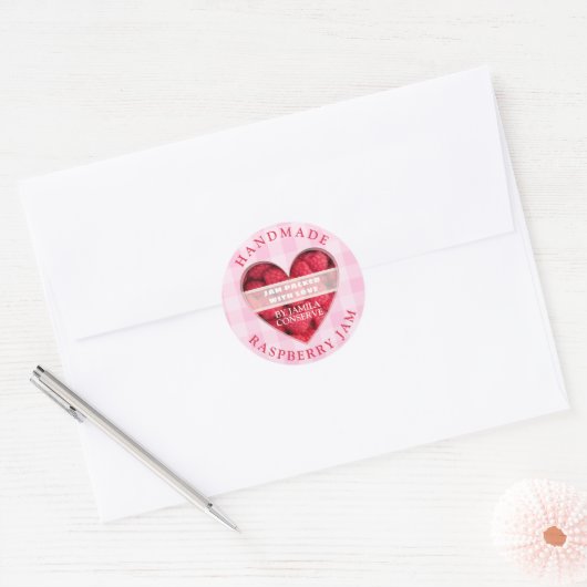 Handgemaakte Raspberry Jam Ronde Sticker (Envelop)