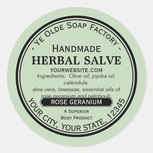 Handgemaakte ronde Salve Lotion Labels Ouderwets (Voorkant)