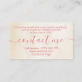 Handgemaakte Roos Roze Bath Body Candle Soap Visitekaartje (Achterkant)