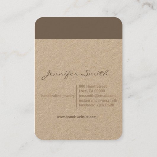 Handgemaakte Rustieke Natuurlijke Papier Haarklemm Visitekaartje (Achterkant)