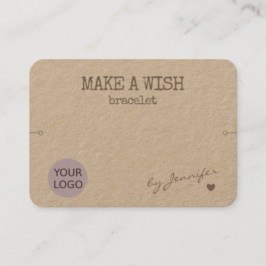 Handgemaakte rustieke natuurlijke papieren armband visitekaartje (Voorkant)