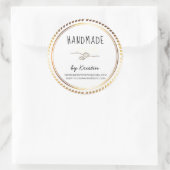 Handgemaakte rustieke witte gouden Lijst Ronde Sticker (Tas)