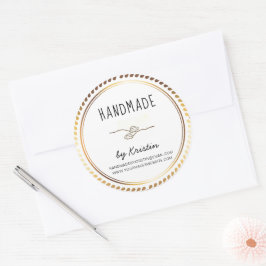 Handgemaakte rustieke witte gouden Lijst Ronde Sticker