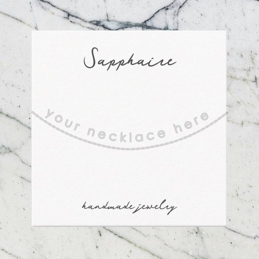 Handgemaakte Saffier Ketting Sieraden Display Kaar Informatiekaartje