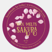 Handgemaakte Sakura-was-smelt ronde sticker (Voorkant)