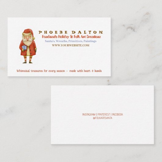Handgemaakte Santa Maker Visitekaartje (Voorkant / Achterkant)