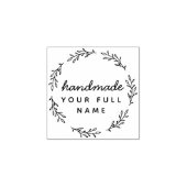 Handgemaakte scriptnaam Round Leaves Simple Minima Rubberstempel (Afrduk)