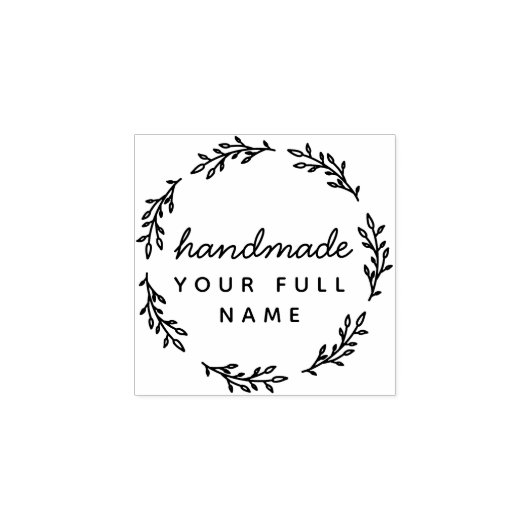 Handgemaakte scriptnaam Round Leaves Simple Minima Rubberstempel (Afrduk)