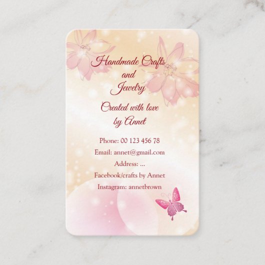 Handgemaakte sieraden en sieraden visitekaartje (Voorkant)