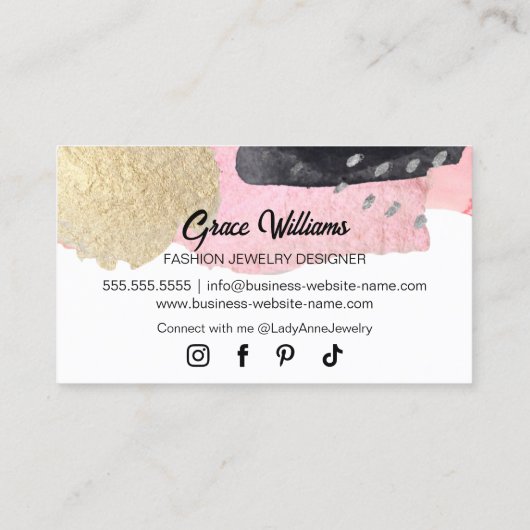 Handgemaakte sieraden ontwerper visitekaartje (Achterkant)