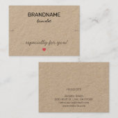 Handgemaakte sieraden Tiny Heart Rustic Armband Ho Visitekaartje (Voorkant / Achterkant)