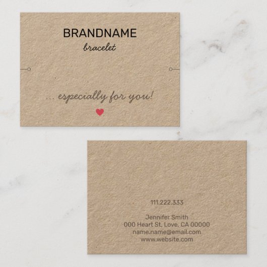 Handgemaakte sieraden Tiny Heart Rustic Armband Ho Visitekaartje (Voorkant / Achterkant)
