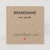 Handgemaakte sieraden Tiny Heart rustieke oorbelle Vierkante Visitekaartje (Voorkant)