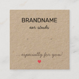 Handgemaakte sieraden Tiny Heart rustieke oorbelle Vierkante Visitekaartje
