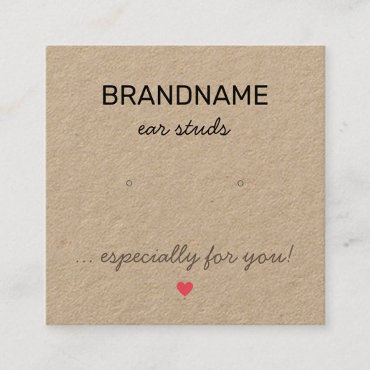 Handgemaakte sieraden Tiny Heart rustieke oorbelle Vierkante Visitekaartje (Voorkant)