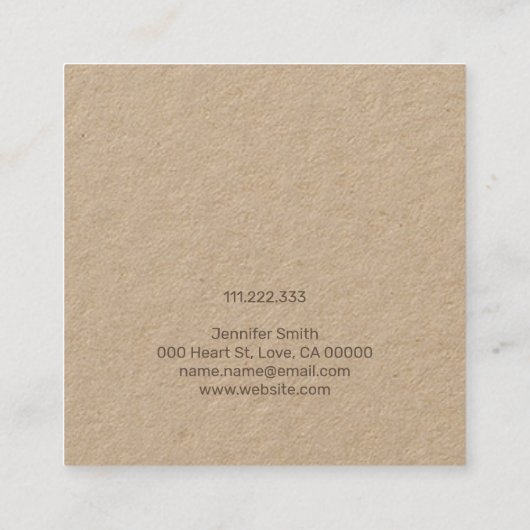 Handgemaakte sieraden Tiny Heart rustieke oorbelle Vierkante Visitekaartje (Achterkant)