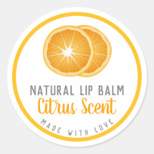 Handgemaakte Sinaasappel Tangerine Citrus Lip Balm Ronde Sticker