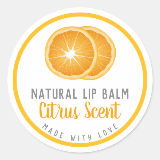 Handgemaakte Sinaasappel Tangerine Citrus Lip Balm Ronde Sticker (Voorkant)