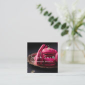 Handgemaakte snoepjes taart chocolade dessert bakk vierkante visitekaartje (Staand voorkant)