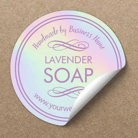 Handgemaakte Soap Making Lavender Pastel Holograph Ronde Sticker