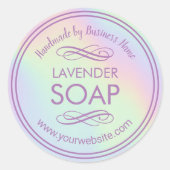 Handgemaakte Soap Making Lavender Pastel Holograph Ronde Sticker (Voorkant)