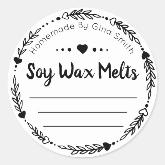 Handgemaakte Soja Wax Melt Ronde Sticker (Voorkant)