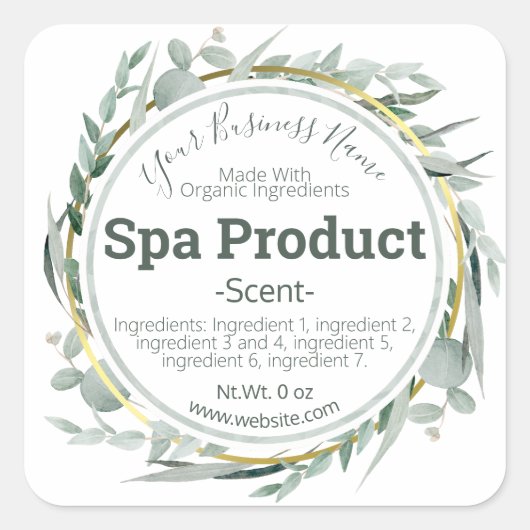  Handgemaakte Spa Product DIY Business Vierkante Sticker (Voorkant)