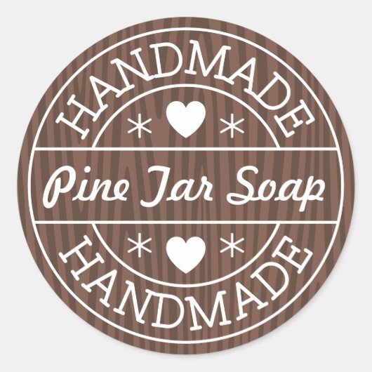 Handgemaakte stempel op donker hout aangepaste pro ronde sticker (Voorkant)