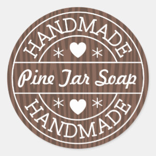 Handgemaakte stempel op donker hout aangepaste pro ronde sticker