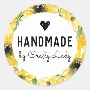 Handgemaakte Sticker - Waterverf Zonnebloem